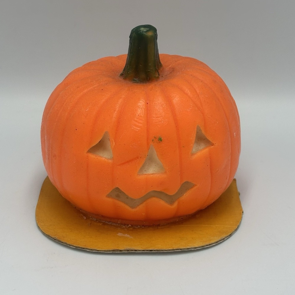 Rare VINTAGE SUNI CANDLE Jack O‎ Lantern Pumpkin Halloween 3 1/2" MADE IN USA